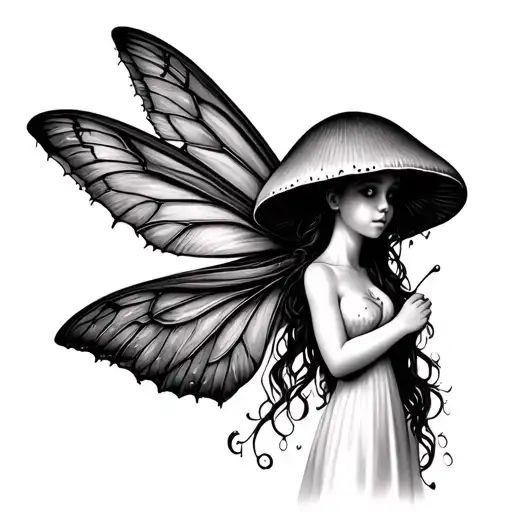 Mushroom Fairy With Moth Wings