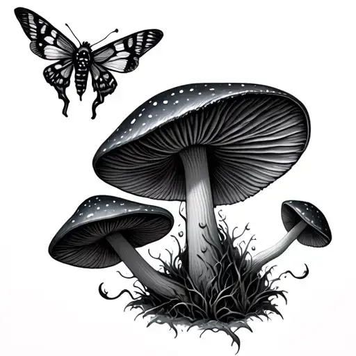 Gothic Mushroom Fairy With Moth Wings
