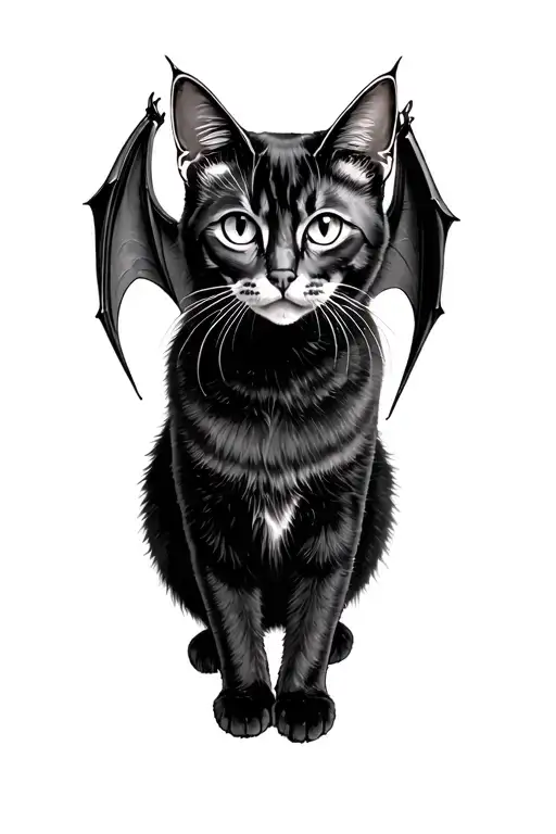 Black Cat With Bat Wings