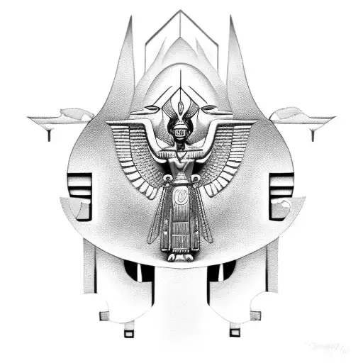 A Psychologist Symbol Incorporated Into A Black And Grey Egyptian Goddess Maat Design