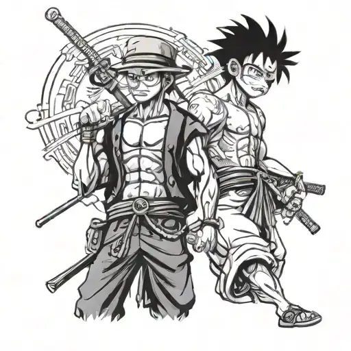 Zoro And Luffy Tatto Design