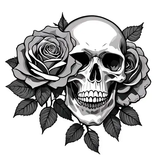 Skulls Rose Intertwined