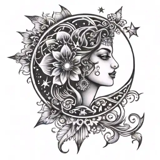 Vanshika With Moon With Beautiful Heart Shape Stars