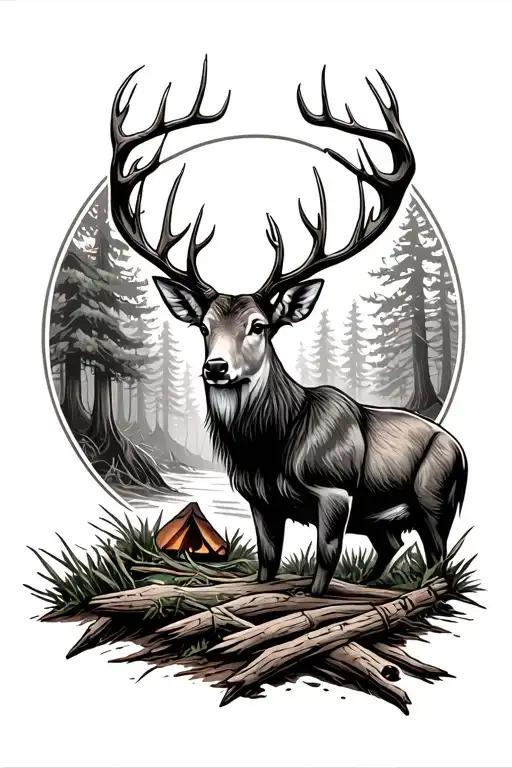 Hunting Outdoors Camping Woods Surrounded