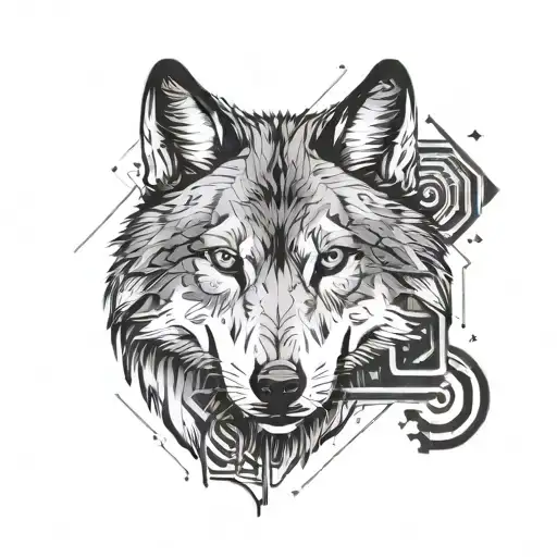 Wolf Face With Zero And One Programming Code