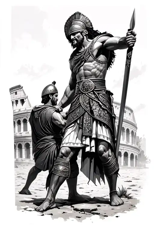 Roman Gladiator Outside The Colloseum Fight