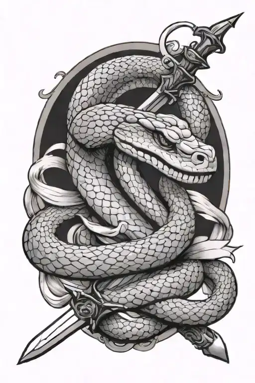 A Snake With A Sword That Pierces The Head