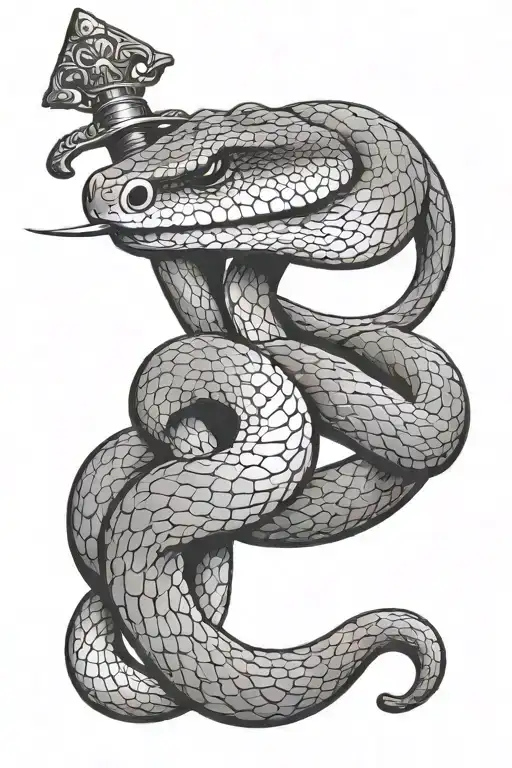 A Snake With A Sword That Pierces The Head