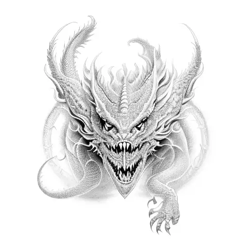 An Intricate Design Featuring An Animal Morphing Into A Dragon