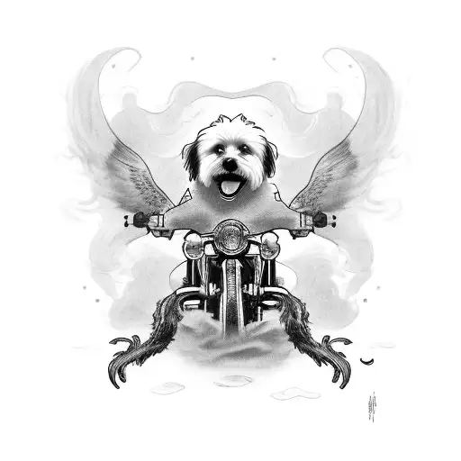 An Shitzu Dog Riding A Harly Davison Motorcycle