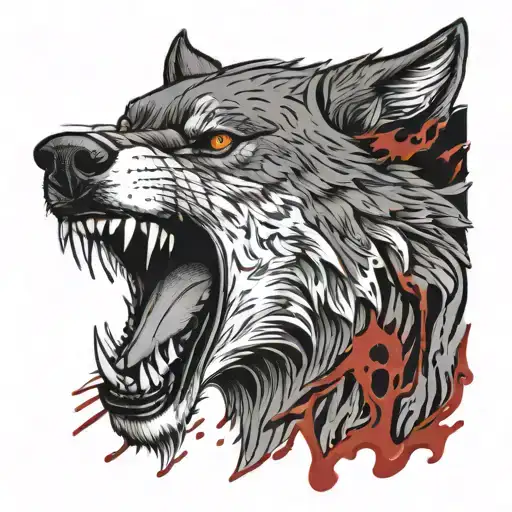 Wolf Head Snarling Dripping Blood