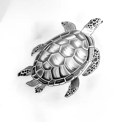 Turtle With Flowers And Seashells