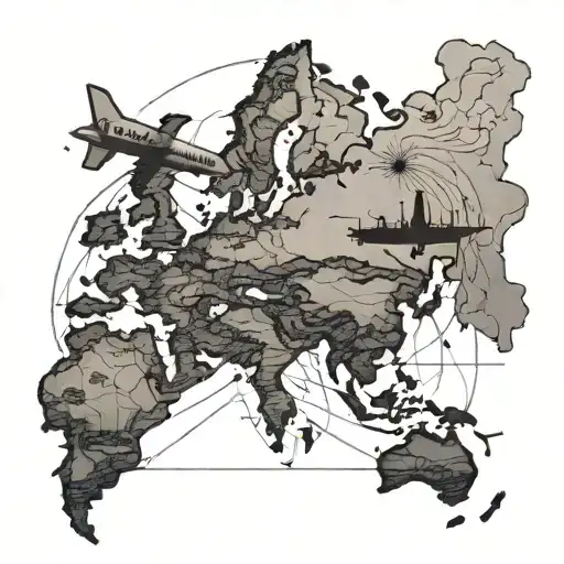 World Map And Travel Plane Flying