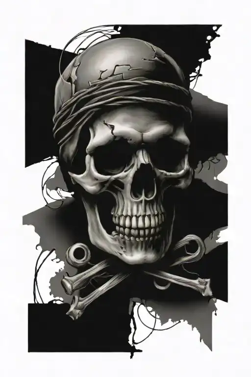 Skull And Bar Wire Wrapped