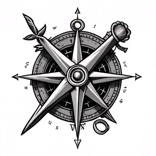 Cross And Compass Surrounded