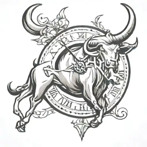 Taurus Zodiac Sign With Clock