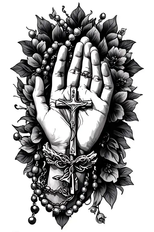 Prayers Hands With Rosary