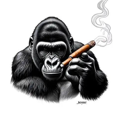 Gorilla Smoking Cigar