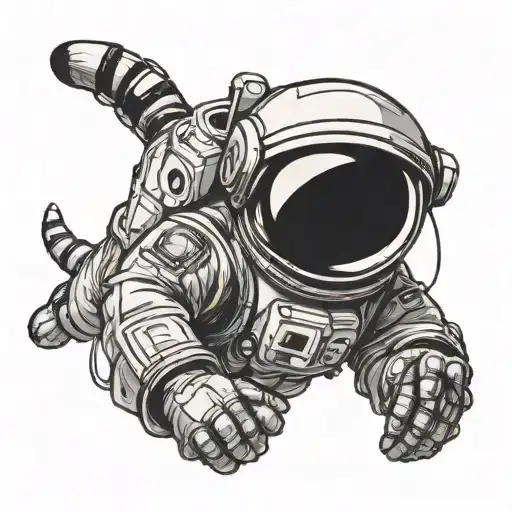 Space Cat Astronaut Simplist Lines No Shade