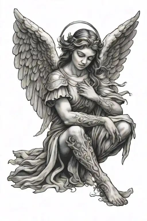 Guardian Angel Kneeling Behind
