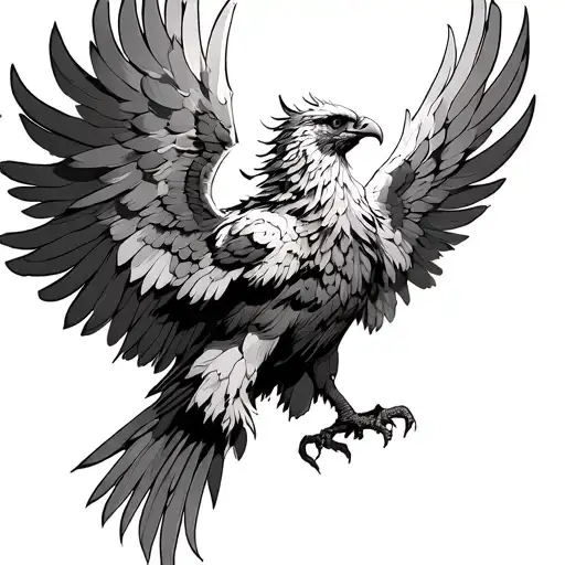 Phoenix With Deployed Wings Holding In