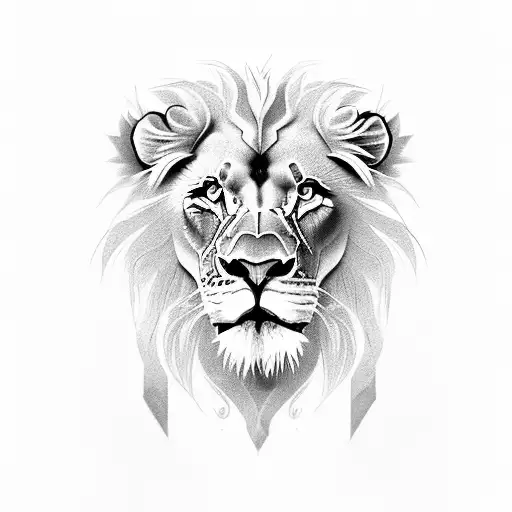 Lion Face With Blue Eyes