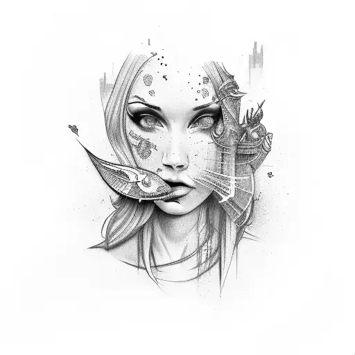 Sketch Of A Realism Sleeve With Elements Of Graffiti And