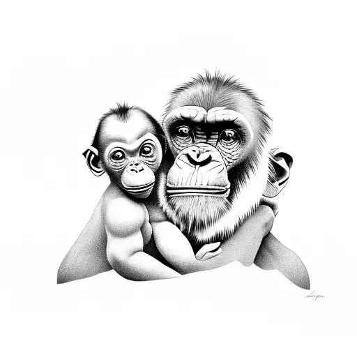 Daddy And Baby Chimpanzee