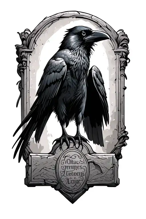 Raven And Tomb Stone