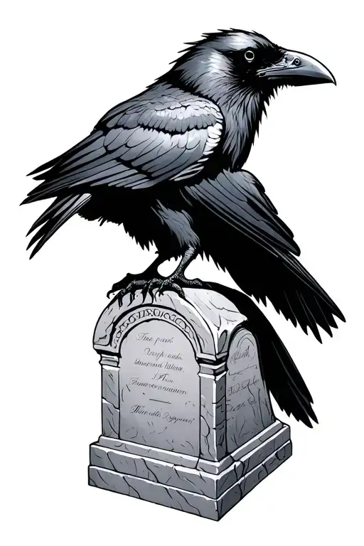 Raven And Tomb Stone