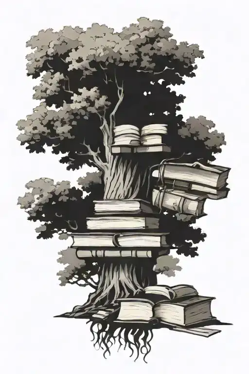 Oak Tree Growing Out Of A Stack Of Books