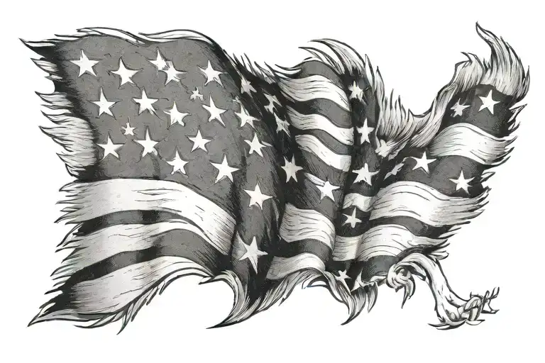 Plain Military American Flag Shoulder Patch Drawn To Actual Size