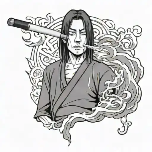 Itachi Smoke Cigarette Being Consumed