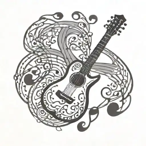 Very Simple Tattoo Of A Music Note Or Guitar