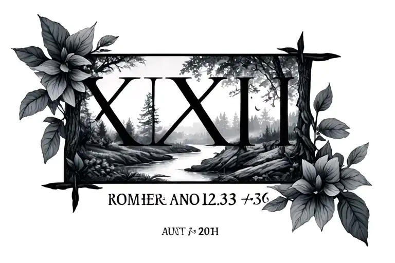 Roman Numeral Birthdate With Surround Nature Scene