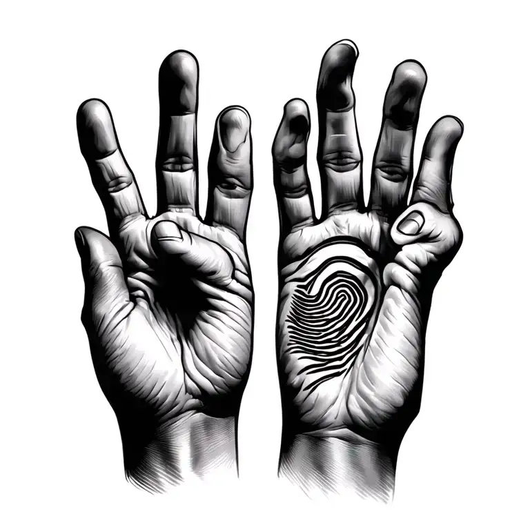 Hand Peace Two Fingers Fingerprint