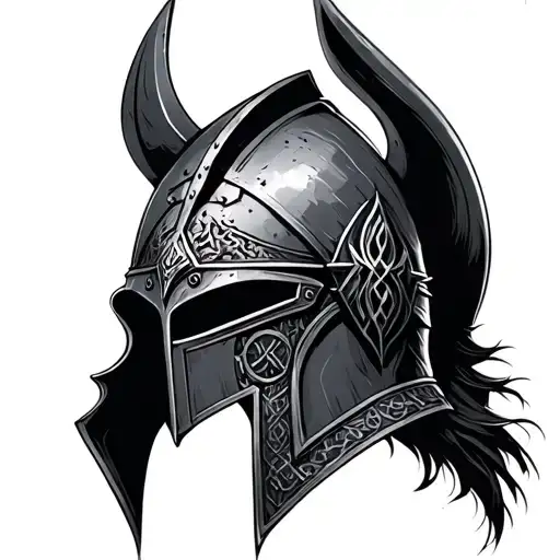 Dark Fantasy Knight Helmet With Viking Runes