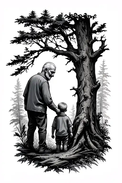 Grandad And Grandson Nature Like Trees