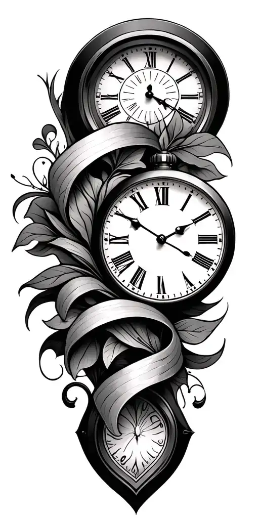 Time Tattoo Design Combining Elements