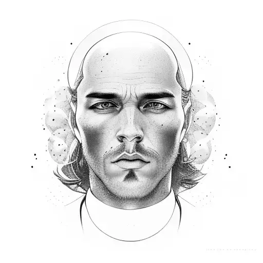 Matias Maia Portrait Surrounded By Moon And Stars