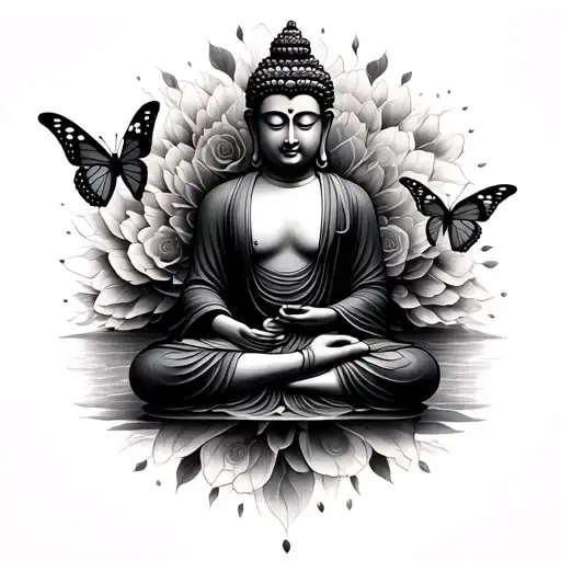 Buddha Inner Peace And Butterfly Emerging