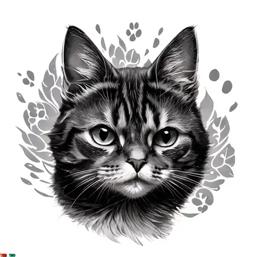 Cat Paw Print And Cat Ears Surrounded