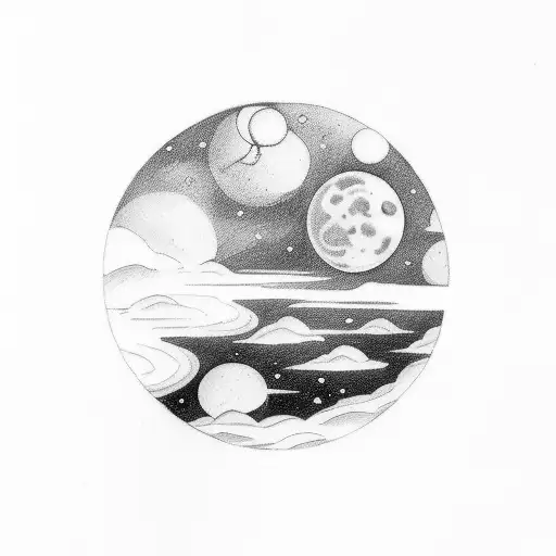 Marsh With Crecent Moon