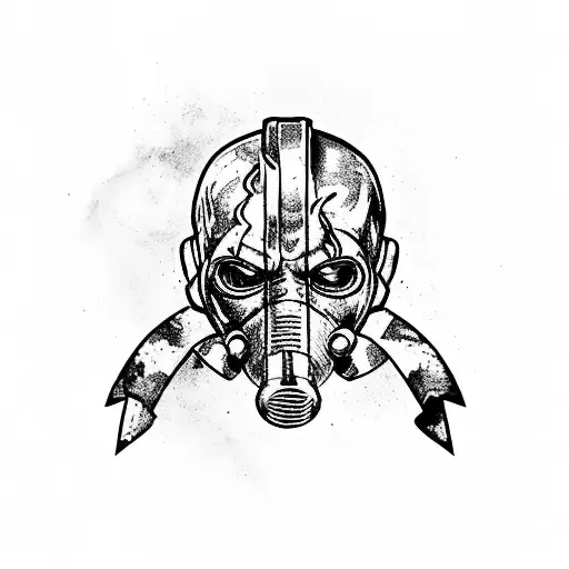 Borderlands Psycho Mask And Fallout Vault Boy Around Anchor With Bioshock Style