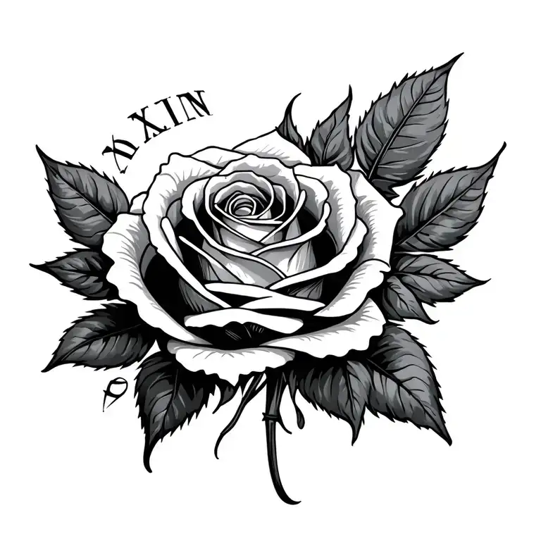 Rose With Roman Numeral Through Middle