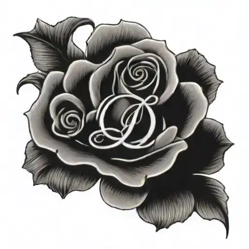 Kaylee Written In Cursive And Two Wedding Bands Around The Letter L