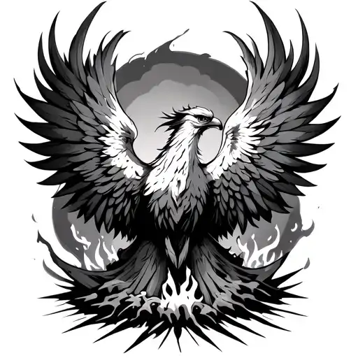 Phoenix Rising From The Ashes Symbolizing Rebirth