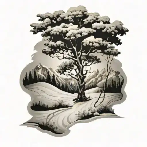 Tree In Snow Covered Landscape