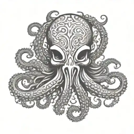 A Tattoo Design Of An Octopus Inspired By Greek Mythology And Viking Runes