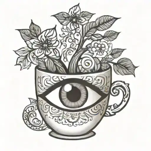 Ceder Tree Wave Arabian Coffee Glass Cup Sun Evil Eye Pinky Promise Generate Them In A Small